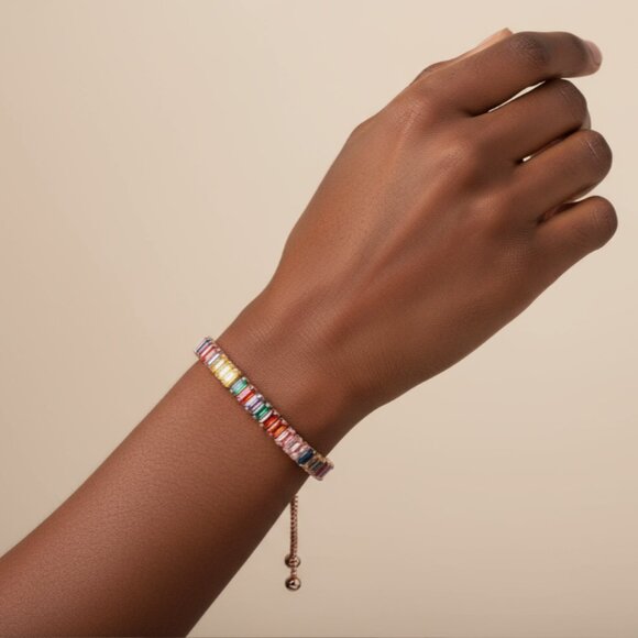 Geometric Multicolor Jewel Adjustable Bracelet - Picture 3 of 3